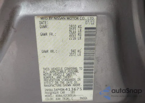 2013 Nissan Altima 2.5 S from USA, damaged, VIN 1N4AL3AP4DN413675